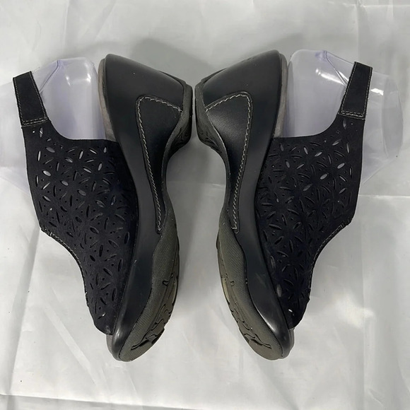 JBU Monica Black Peep Toe Slingback Clogs Adventure On Cutout Size 6.5M - Picture 4 of 14